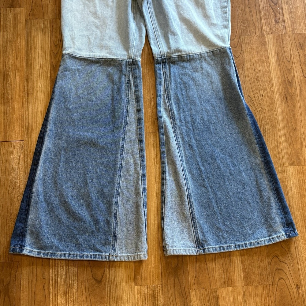 SHYANNE WOMEN'S TWO TONE LIGHT WASH HIGH RISE FLARE JEANS 33‎ SHORT Western - Picture 6 of 14